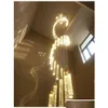 Lustres Led Lustre Doré Duplex Grenier Salon Escalier Long Cristal El Décoration Pendentif Goutte Livraison Lumières Éclairage Dhgi8