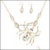 Earrings Necklace Spider Jewelry Set Cubic Zirconia Long Gift Chic Drop Delivery Sets Dhdt9