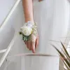 Fiori decorativi Rose di seta bianche Corsage da polso Damigella d'onore Matrimonio Boutonnieres Accessori artificiali Abito da ballo Decorazioni per la casa