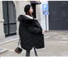 Damesgeul Lagen Lange mouw Casual dikke massief wit 2023 mode winter vrouwen oversized jas vrouwelijke warme capuchon duck jas parka's