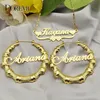 Hoop Huggie DOREMI One Name Earrings and Necklace set Tile Chain Round Bamboo Earrings Custom Bamboo Letter Personalised Name Earrings Gift 230209