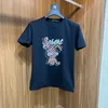 Short-sleeved Men's T-Shirts New Summer New Year Rabbit Print Fashion Male Tees Round-neck Top Bottom Shirt Man Clothing Large Size M-7XL