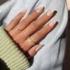 Valse nagels Franse bloem licht paarse alomond nagelpunt draagbare nep nep volledige dekking kist kist tips kunstmatige manicure tool