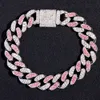 Link Chain Fashion Hip Hop Pink Crystal Cuban Link Chain armband voor vrouwen 13 mm verharde strass dikke Cubaanse armband 2022 sieraden cadeau G230208