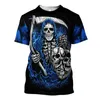 Camisetas masculinas tatuagens vermelhas de crânio Satânico 3D Camiseta impressa de verão Redonda casual pescoço de manga curta Harajuku unissex tee tops style-7