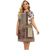 Sukienki plus size damskie sukienki letnie Sukienki o zwykłym krótkim rękawie Owwrotne luźne sundress panie nadrukowane vintage plażowe sukienka plus rozmiar 6xl 230209