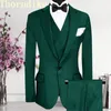 Mens Suits Blazers Custom Made Dark Green Dot For 3 PiecesJacketPantsVest Casual Marriage Groom Blazer Tuxedo Wedding 230209