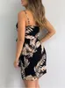 Casual jurken tropical print vneck wrap dames mouwloze zomervakantie mini 230209