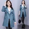 Women's Trench Coats Fashion Women Mid-Length Coat 2023 Spring Autumn Korean Double Breasted Slim Windbreaker Ladies Overcoat 3XL H2206