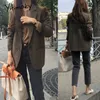 Womens Suits Blazers Office Lady and Jackets Fashion Plaid Blazer Korean Coat Winter Clothes Notched Single Breasted Outerwear 230209