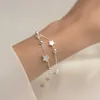 Łańcuch łańcucha mody podwójnej warstwy Clear cyrkon okrągła koralika Bransoletka Bransoletka dla kobiet elegancka biżuteria Pulseras SL220 G230208