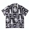 Casual shirts voor heren Hawaiiaanse wacko Maria Black Street Fashion Men Women 1: 1 oversize shirt