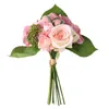 Symulacja kwiatów dekoracyjna fioletowa hortensja grupa róży fałszywa kwiat ślubna panna młoda trzymająca bukiet jedwabna dekoracje domowe róże