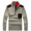 Herrtröjor Vintermännen Turtleneck tröja Halva Zip Fleece Sticked Wool Pullover Lång ärmficka Casual Male Thick Clothing för Autumn 230208