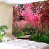 Taquestres de alta qualidade Poliéster Pêssego Blossom Wall Tapestry pendurada colcha de praia toalha de praia cenário de casa