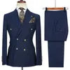 Abiti da uomo Blazer Fashion Design Blu Navy Uomo Business Costume Homme Abito da sposa Sposo Smoking Terno Slim Fit Prom Blazer doppiopetto 230209