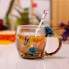 Bicchieri da vino Tazza di cristallo smaltato rosa blu Fiore Tazza da tè in vetro Tazza di alta qualità con impugnatura Regalo perfetto per gli amanti del matrimonio