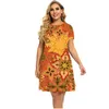 Plus size jurken vintage etnische stijl 3D -geprinte jurken voor vrouwen zomer zomer korte mouw losse oversized damesjurk plus maat 4xl 5xl 6xl 230209