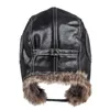 Berets Men Army Leifeng Hat Warm Faux Fur Windproof With PU Leather For Cold Weather Skiing And Cycling