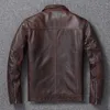 Hommes Cuir Faux Cuir Vintage Marron Rouge Véritable Veste En Cuir Hommes 100% Cuir De Vachette Naturel Vestes En Cuir Homme Automne Vêtements Manteau Vache Veste 230208