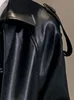 Women's Leather Faux Leather Nerazzurri Spring Black Oversized Long Waterproof Leather Trench Coat for Women Long Sleeve Loose Korean Fashion Clothing 230209