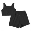 Traccettaci da donna Sisterlinda casual abbigliamento sportivo nero set da 2 pari set da donna Summer Crop Top Shorts abbinamento tuta tuta da pista da pista femmina 230209