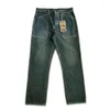 Jeans masculinos Vintage Indigo Listrado Wabash Wash Wash Amekaji Motocicletas de Macacys calças de lounge