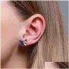 Stud s￤ljer Copper Diamond Star Butterfly ￶rh￤ngen American Independence Day Creative Personality Ear Accessories Dhhkm