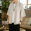 القمصان غير الرسمية للرجال MRGB 2023 Men Men Cotton Linen Shirt صينية صلبة من الذكور الربيع الصيفي ملابس الشارع