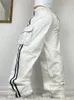 Jeans femininos Baggy White Pant Low Rise Lacing Lace Raging Up Wide perna Streetwear Loose Denim Troushers 230209