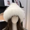 Beanies Beanie/Skull Caps Winter Real Fur Hats Women Natural and Fluffy Ear Warm Fashion Stylish Sticked Solid Elastic Hatbeanie/Skull Beani