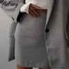 ツーピースドレスMSFANCY PLAIDスーツ女性ファッションヴィンテージブレザースカートセットミュージャースプリングカジュアルタイユールファムミニ2 230208
