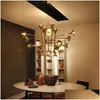 H￤ngslampor Post Modern 12/16/24 Head Light Lamp Delightfl Botti Fleared Trumpet Gold Suspension armatur f￶r Hall Room Drop Deliv Dh8cg