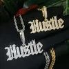 Choker 2023 Small Sized Hip Hop Men Jewelry Micro Pave 5A CZ Letter Hustle Pendant Iced Out Rock Punk