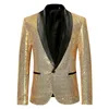 Мужские костюмы Blazers Shiny Gold Sequin Blitter Jacket Fashion Shaw