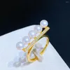 ネックレスイヤリングセットクラシックバランスビームデザインジュエリーホワイトナチュラル淡水真珠ビーズイヤリング/リング/ネックレス