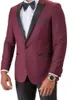 Abiti da uomo Blazer 2023 Moda personalizzata Signori Bordeaux Uomo Slim Fit Groomsmen Smoking per abito da sposa Cena Party Abbigliamento (Giacca Pan