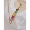 Länkkedja YHPUP Vattentät färgglad Rainbow Cubic Zirconia Armband Bangle Justerbar handledsmyckekedjorarmband till hands för Woman Gift G230208