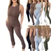 Nieuwe dames jumpsuits ontwerper Solid Rompers sexy mouwloze zipper slanke hoge taille bodysuit zomer capris broek xs-xl