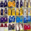 Vere maglie da basket ovest di West Basketball Retrò Autentico ricamo di ricamo giallo bianco giallo viola viola nero rosso blu jersey Baskeball size s-xxl