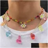 Charms Vedawas Ins Sweet Daisy Flower Collar para mujer Korean Cute Romantic Beads Clavicle Summer Jewelry Girlfriend Giftsch Dh1Ri