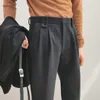 Pantalones para hombre Otoño Invierno Vestido de negocios de lana Hombres Cintura elástica Streetwear Pantalones casuales Traje social formal Traje Homme 230209