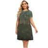 Sukienki w rozmiarze plus krótkie rękawie pomalowane 3D sukienka krajobrazowa naturalna sceneria druk mini A-line sukienki Lato Plus Size Women Odzież 6xl Sundress 230209