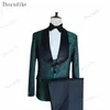 Мужские костюмы Blazers Thornike мужской свадебный выпускной костюм Green Slim Fit Tuxedo Men Formal Business Work Wear 3pcs Set Jacketsvantvest 230209