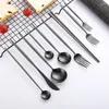 Dinnerware Sets Designer Chopstick Cutlery Set Black Matte Classic Coffee Utensils Spoon Fork Kitchen Dessert Dinner Vaisselle Tableware