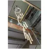 Lustres Led Lustre Doré Duplex Grenier Salon Escalier Long Cristal El Décoration Pendentif Goutte Livraison Lumières Éclairage Dhgi8