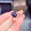 Cluster-Ringe, hochwertiger, eleganter Ring, natürlicher und echter schwarzer Opal, 925er-Sterlingsilber, rein
