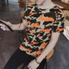 T-shirts pour hommes 2023 Camouflage T-shirt à manches courtes Jeunes hommes Hong Kong Style Retro Casual