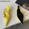 Suojialun spitze Sandalen gewesen 2024 Neue Zehen Spring Sandalenschuhe Mode -Knöchel -Gurt Damen Elegant Slingback Dünne Low -Heel -Kleidpumpen T230208 145