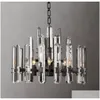 Lustres Bonnington Rétro Rond Led K9 Cristal Laiton Chrome Noir Métal Lampe Chambre Salon Salle À Manger Lumières Luminaire Drop Del Dhmjk